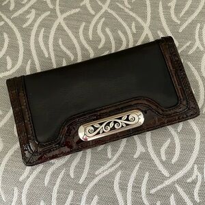 Brighton Black Chocolate Leather Large Wallet